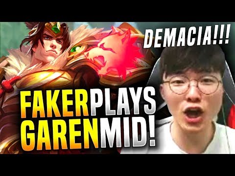 FAKER TROLL PICK GAREN MID AND EASALY WINS LANE AGAINST ZOE !!! SKT T1 FAKER GAREN MID!!