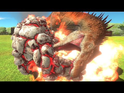 Long Battle  1vs1 ARBS｜Spinosaurus VS Lava Golem --Animal Revolt Battle Simulator
