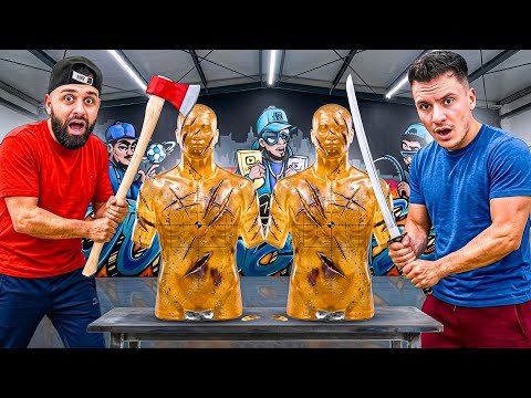 Cine Distruge Primul Bustul Adversarului Castiga ! **Gel Balistic VS Sabie si Topor**