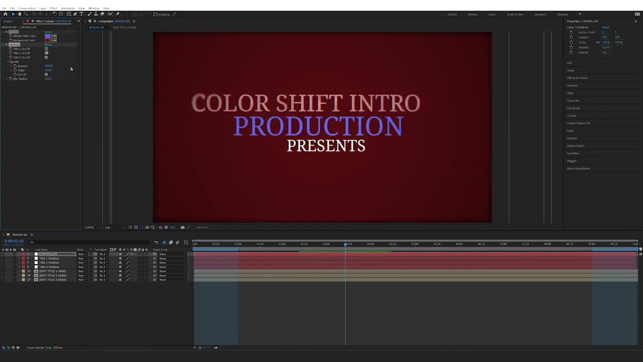 How to edit the Color Shift Trailer Intro in After Effects