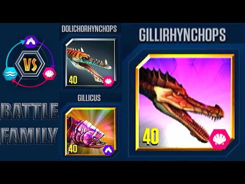 GILLICUS UNLOCKED FAMILY GILLICUS VS GILLIRHYNCHOPS VS DOLICHORHYNCHOPS | JURASSIC WORLD THE GAME