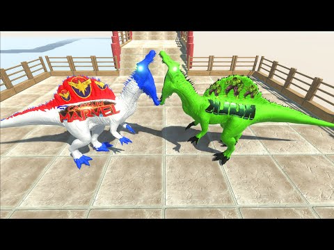 CAPTIAN MARVEL DINOSAURUS Death FALL - Animal Revolt Battle Simulator
