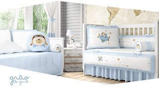 Quarto de Bebê Urso Aviador Azul Bebê - Grão de Gente