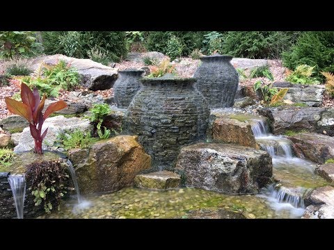 Custom Fountainscape Installation with boulder waterfalls