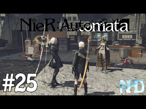 Let's Play Nier Automata [2B] (pt25) Enemy attack on the Resistance camp, Eve boss
