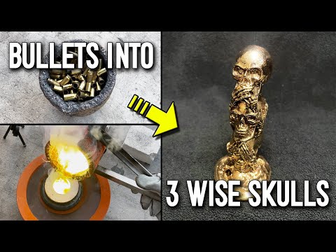 3 Wise Skulls - See No Evil, Hear No Evil, Speak No Evil - Brass Skull Casting