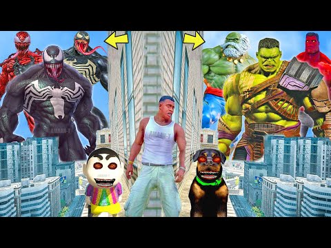 AMAAN TEAM vs HULK & VENOM | Franklin Shinchan Pinchan play HIDE AND KILL Squid Game Doll In GTA 5