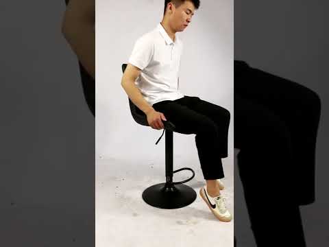 Height Adjustable Modern Bar stools for Kitchen, Vintage Leather, Retro Black