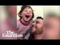 Syrian father teaches daughter to cope with bombs through laughter