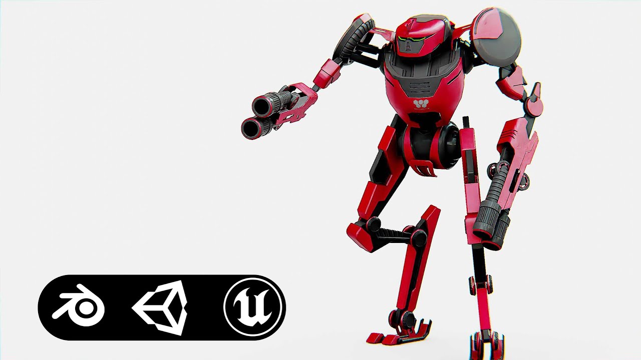 Military Droid Elosh Auto-Rig Pro Rigged For Mixamo Unreal Engine Unity 3D Model