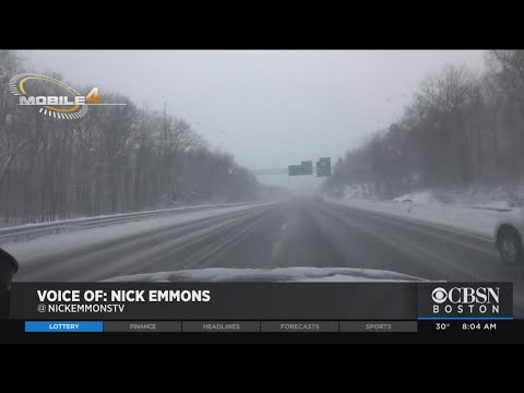 Slow Driving On I-95 In Needham During Round 2 Of Winter Storm
