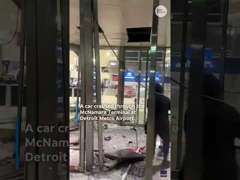A car crashed into the Detroit airport. See the aftermath.