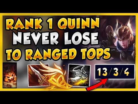 RANK 1 QUINN NEVER LOSE TO RANGED TOPS AGAIN! HOW TO ALWAYS WIN (STOMPING GNAR) - League of Legends