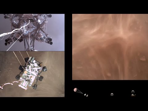 Image for YouTube video with title Perseverance Rover’s Descent and Touchdown on Mars (Official NASA Video) viewable on the following URL https://youtu.be/4czjS9h4Fpg