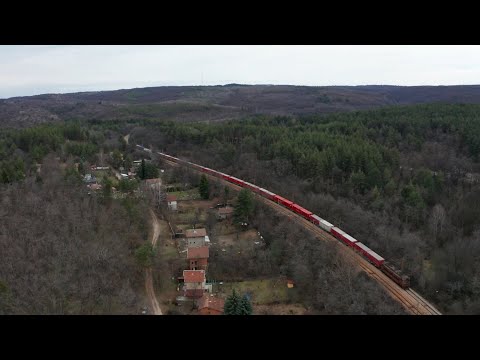 Air trainspotting (BG) - BDZ TP 43 535 & 43 514 with international freight train