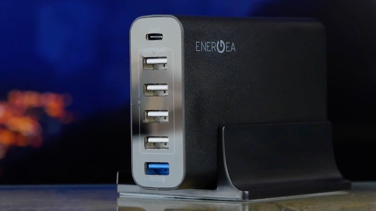 Універсальний мережевий ЗП Energea USB 6х (QC3.0 USB-C) чорний video preview