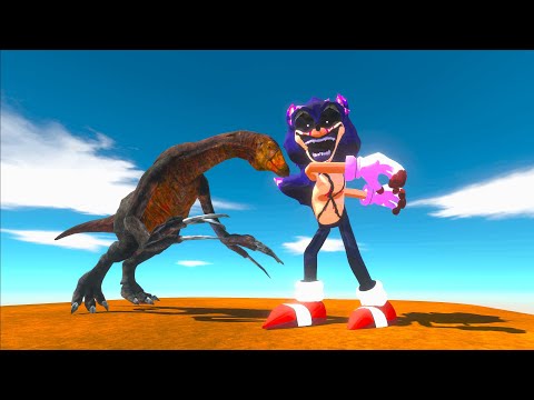 GIANT SONIC EXE VS GIANT HERBIVORE DINOSAURUS - Animal Revolt Battle Simulator