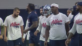Dallas Cowboys players wear Allen Strong t shirts to show support during practice Mp4 3GP & Mp3