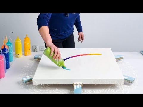 Joyful Rainbow Creation🌈 ~ Gradient Acrylic Pour Painting / Fluid Art