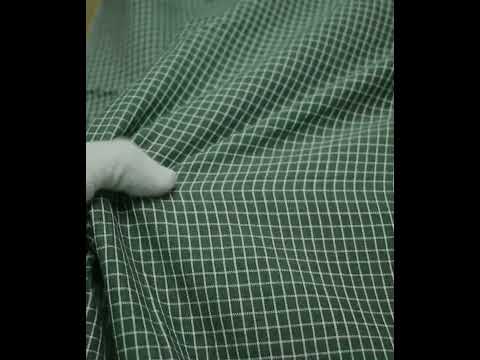 Check Green White Pure Cotton 105 GSM Handwoven Fabric 653 — video