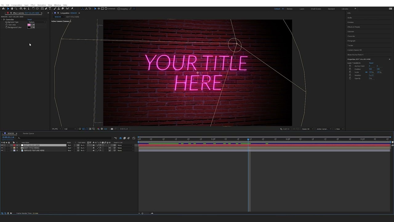How to edit the Epic Neon Glow Title in After Effects