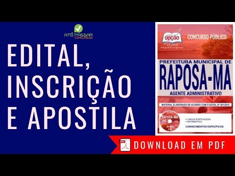 Download Apostila Concurso Prefeitura de Raposa MA 2018 - Agente Administrativo