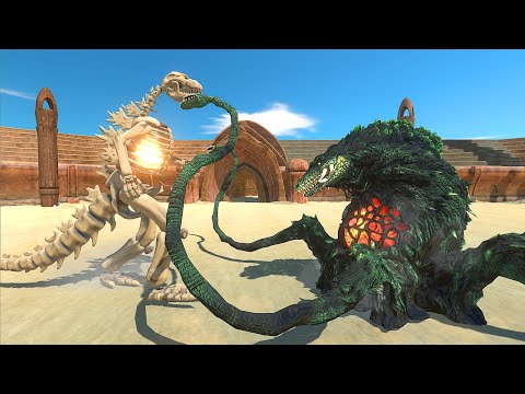 GODZILLA SKELETON VS BIOLLANTE AT THE ARENA - Animal Revolt Battle Simulator