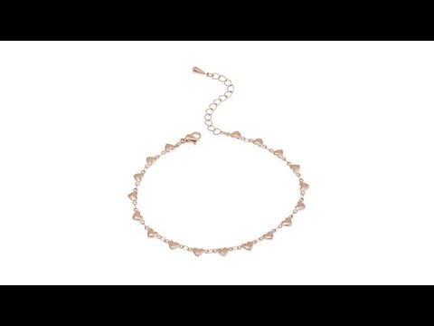 Stately Steel Heart Station Stainless Steel 85/8" Anklet