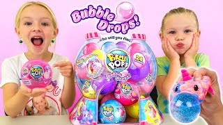 Opening a Gumball Machine Full of Pikmi Pops Bubble Drops Toys!