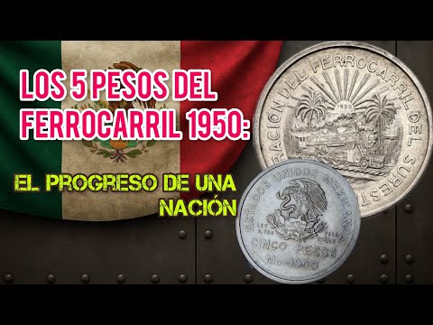 5 pesos 1950 (ferrocarril del sureste) #mexico #moneda #numismatica #silver #historia #money #dinero