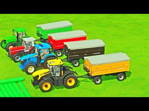 TRANSPORTING JOHN DEERE , JCB , LANDINI TRACTORS WITH TRAILERS ! Farming simulator 22