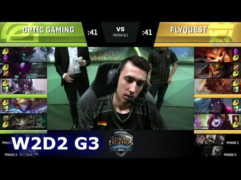 OpTic Gaming vs FlyQuest | Week 2 Day 2 of S8 NA LCS Spring 2018 | OPT vs FLY W2D2 G3