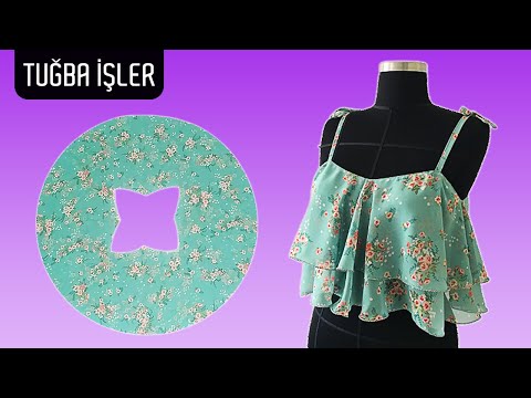 Double Layer Chiffon Blouse with Tie Strap Cutting and Sewing | Tuğba İşler