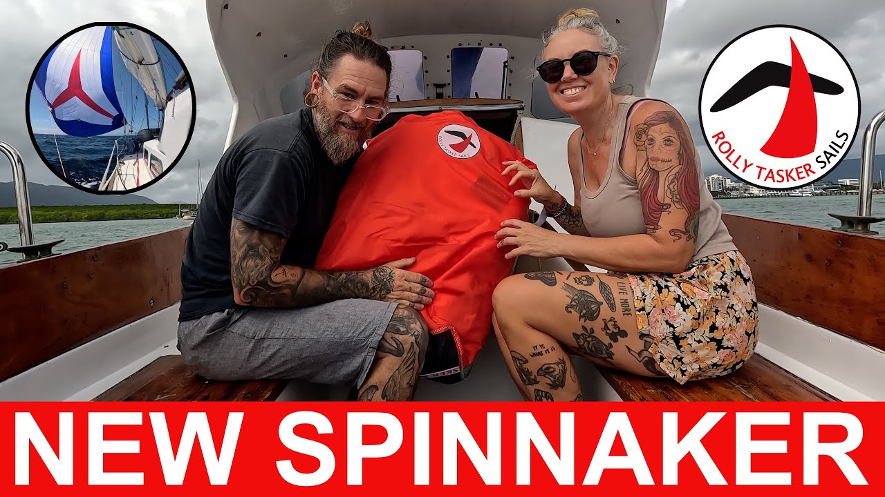 Unboxing Our New Rolly Tasker Spinnaker & Testing It At Sea Approaching Indonesia
