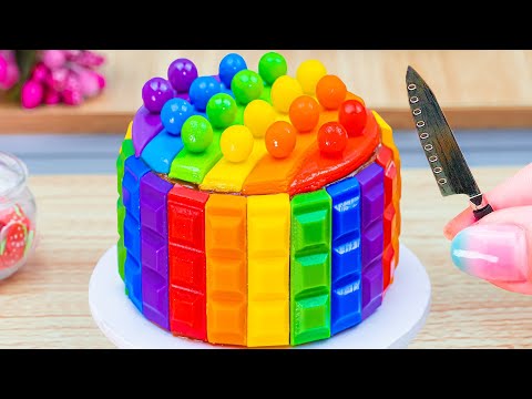 Rainbow Cake Using KITKAT - OREO - DAIRY MILK 🌈 Easy Miniature Rainbow KitKat Cake 💛 Petite Baker