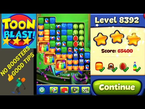 Toon Blast Level 8392 ✨😤TIPS-No  Booster/Coins👍