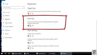 How to Turn on or turn off Filter Keys Windows 10