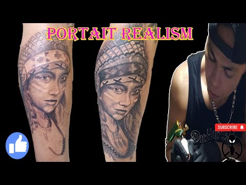 Portrait Realism Tattoo Time lapse Black & Gray