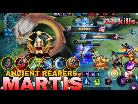 21kills + 2×Manaic!! Martis Aggressive Gameplay | Best Build 2022 | mobile legends bang bang.
