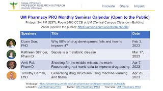 Pharmacy PRO Monthly Seminar Calendar (Open to Public via Zoom)