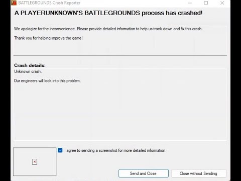 pubg pc crash / A PLAYERUNKNOWN'S BATTLEGROUNDS process has crashed! / unknown crash 2022