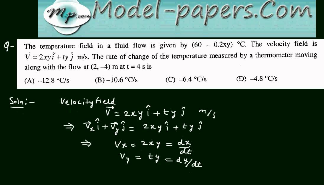 FLUID MECHANICS PRACTICE PROBLEM GATE 2012