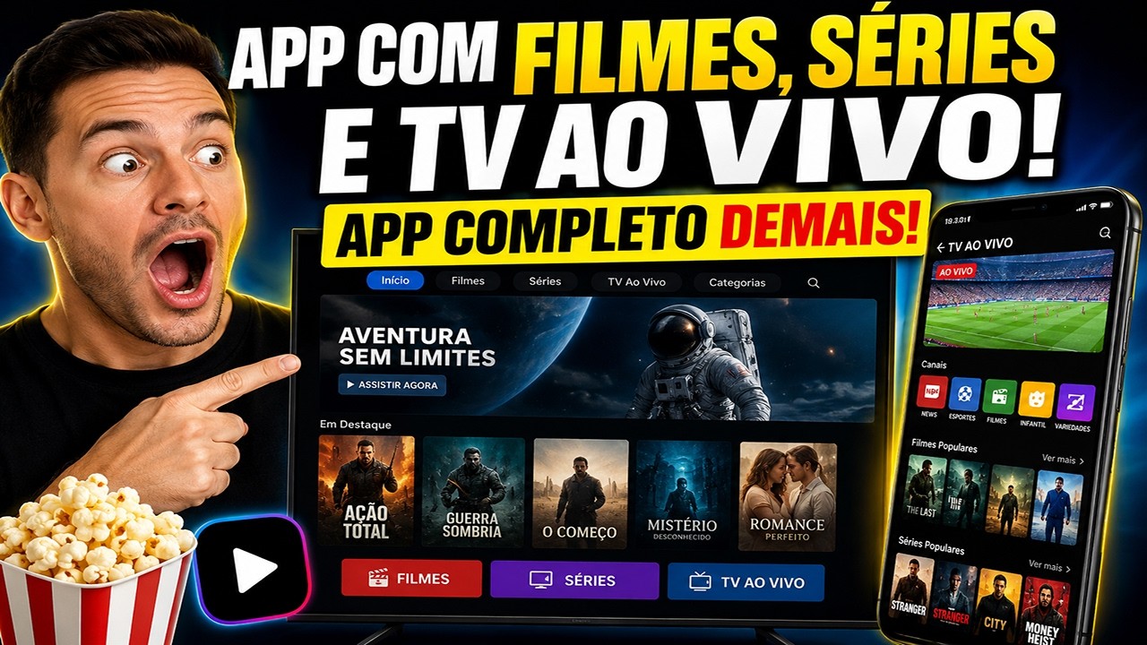 🚨 O MELHOR APP de FILMES, SÉRIES e TV AO VIVO! O APP MAIS COMPLETO QUE EU JÁ VI!