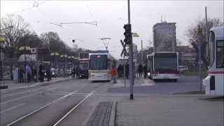 preview picture of video 'Straßenbahn M1 und SEV 1+2 am Stadion, Braunschweig'