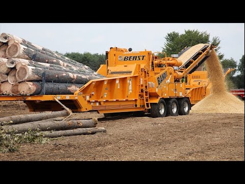 Fastest Monster Stump Removal Excavator - Amazing Wood Chipper Machines Working
