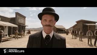 Scene from A Million Ways to Die in the West featuring Foy with a stomach bug at the shootout