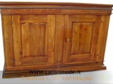 La Commode: credenze madie classiche artigianali in legno massello di noce intarsiate intagliate