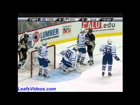TOR 3 @ PIT 2 - Dion Phaneuf Hit & Gustavsson Save - 101013