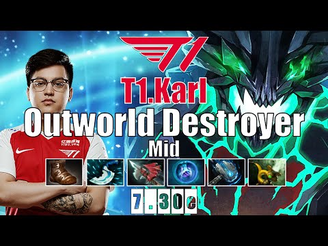 Outworld Destroyer Mid | T1.Karl | KARL INSANE MID BULLY 6 MIN HAMMER | 7.30e Gameplay Highlights