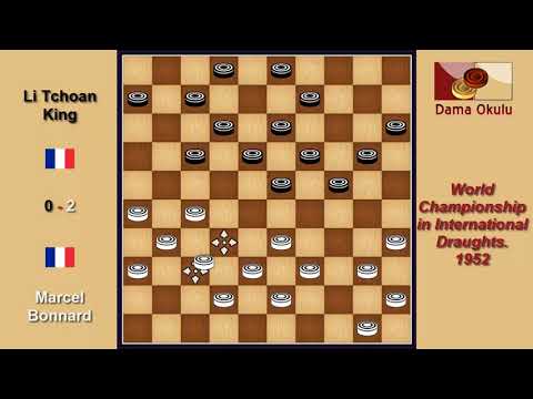 Marcel Bonnard (FRA) - Li Tchoan King (FRA). Draughts World Championship. 1952.
